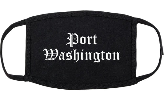 Port Washington Wisconsin WI Old English Cotton Face Mask Black