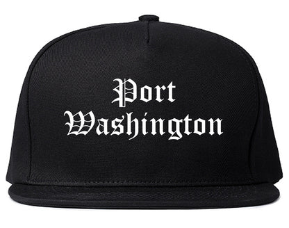 Port Washington Wisconsin WI Old English Mens Snapback Hat Black