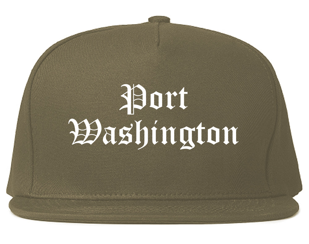 Port Washington Wisconsin WI Old English Mens Snapback Hat Grey