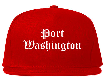 Port Washington Wisconsin WI Old English Mens Snapback Hat Red