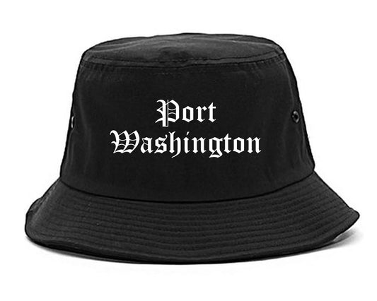 Port Washington Wisconsin WI Old English Mens Bucket Hat Black