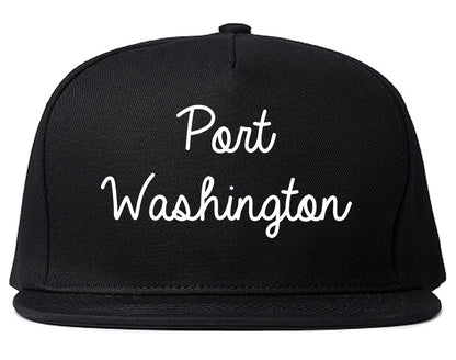 Port Washington Wisconsin WI Script Mens Snapback Hat Black
