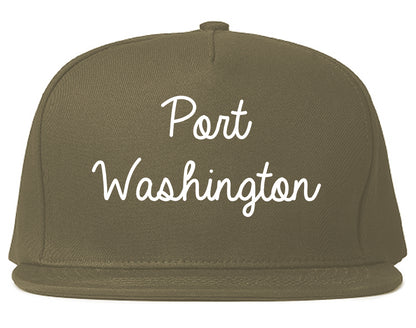 Port Washington Wisconsin WI Script Mens Snapback Hat Grey