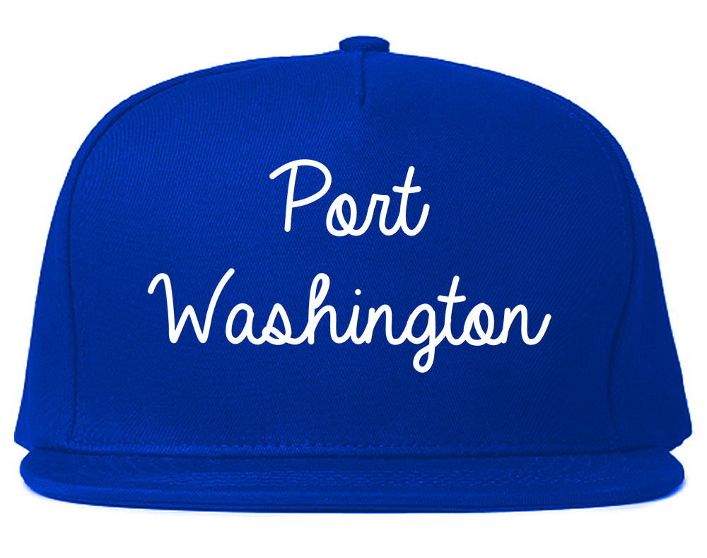 Port Washington Wisconsin WI Script Mens Snapback Hat Royal Blue