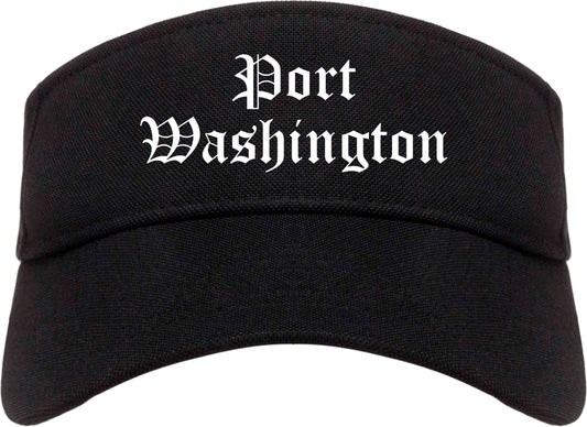 Port Washington Wisconsin WI Old English Mens Visor Cap Hat Black