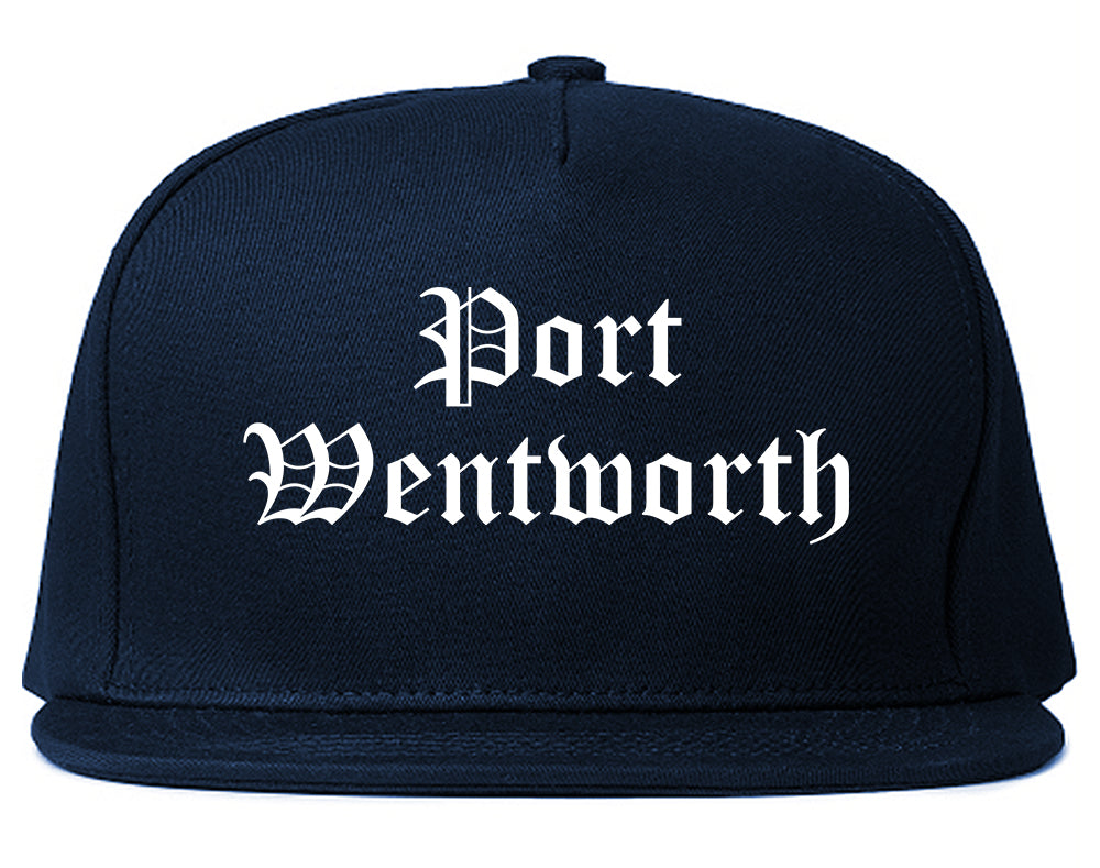 Port Wentworth Georgia GA Old English Mens Snapback Hat Navy Blue
