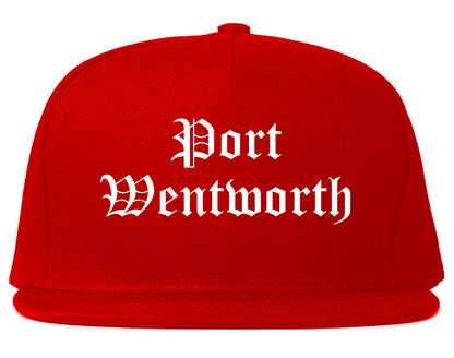 Port Wentworth Georgia GA Old English Mens Snapback Hat Red