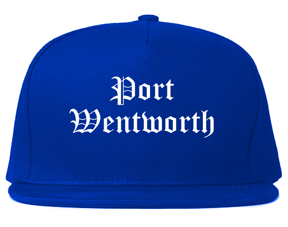 Port Wentworth Georgia GA Old English Mens Snapback Hat Royal Blue