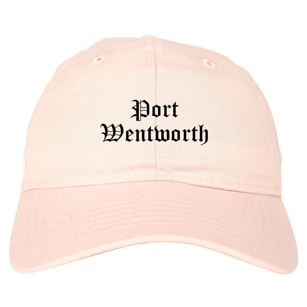 Port Wentworth Georgia GA Old English Mens Dad Hat Baseball Cap Pink
