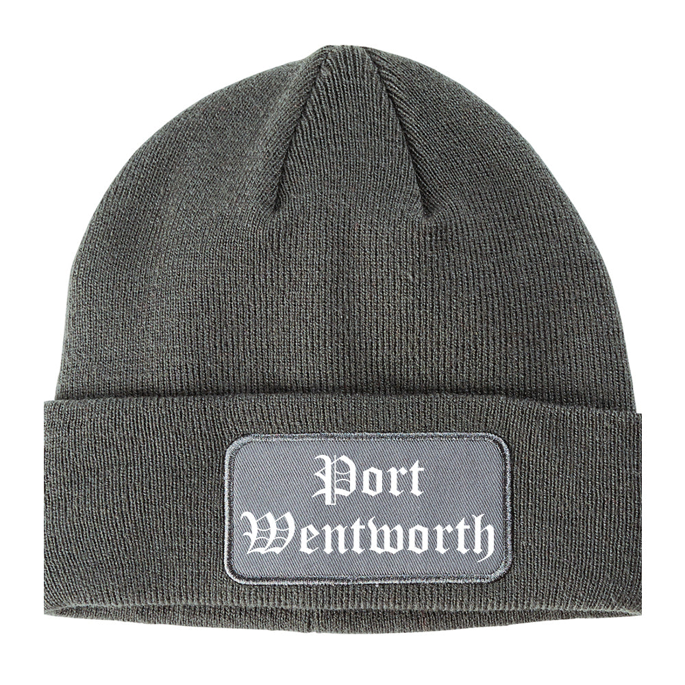 Port Wentworth Georgia GA Old English Mens Knit Beanie Hat Cap Grey