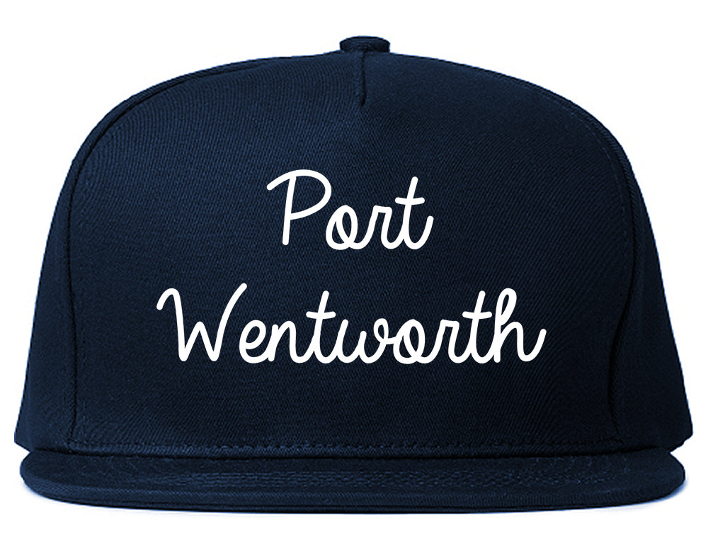 Port Wentworth Georgia GA Script Mens Snapback Hat Navy Blue