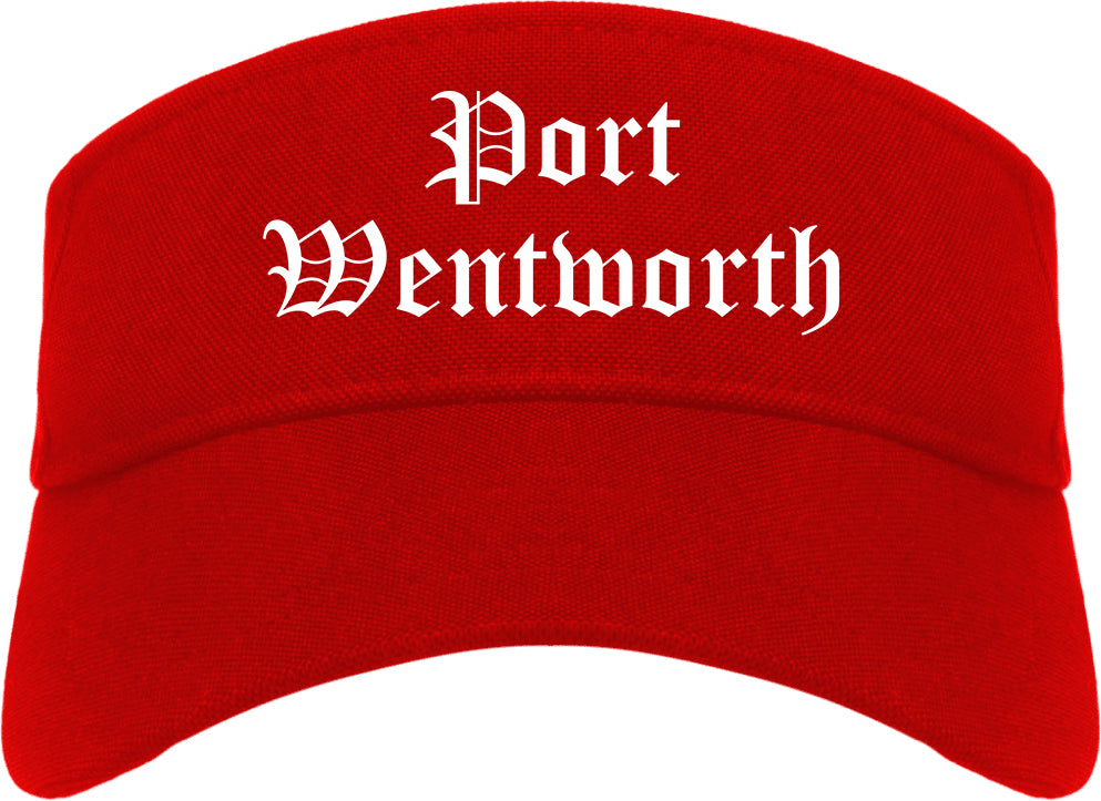 Port Wentworth Georgia GA Old English Mens Visor Cap Hat Red