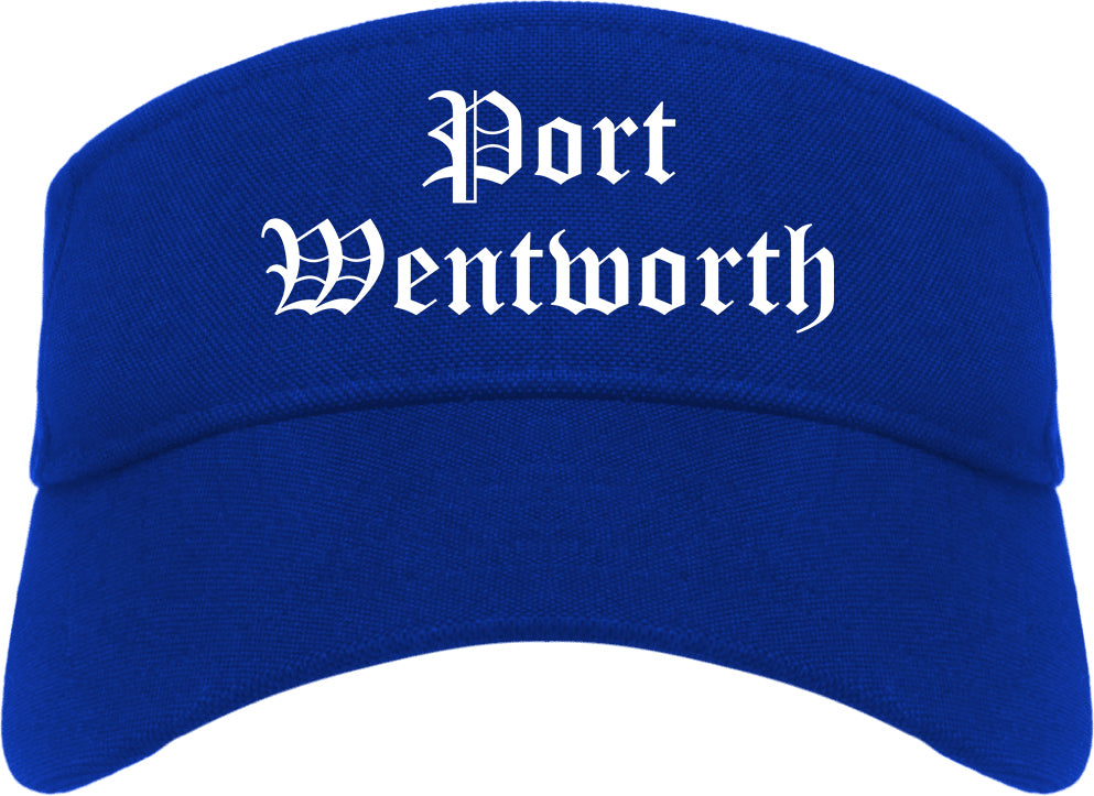Port Wentworth Georgia GA Old English Mens Visor Cap Hat Royal Blue