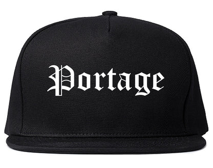 Portage Indiana IN Old English Mens Snapback Hat Black