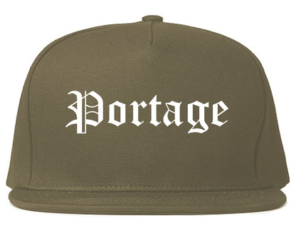 Portage Indiana IN Old English Mens Snapback Hat Grey