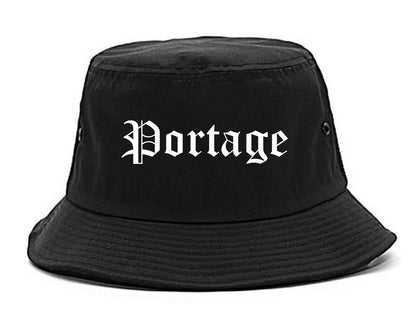 Portage Indiana IN Old English Mens Bucket Hat Black