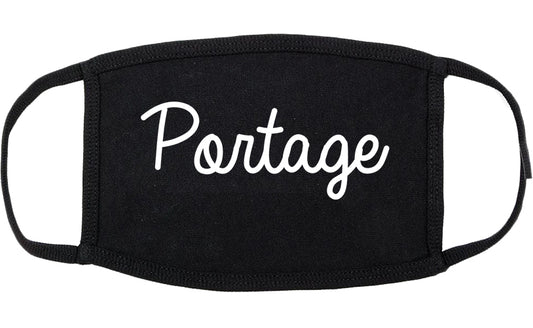 Portage Indiana IN Script Cotton Face Mask Black