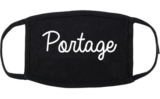 Portage Michigan MI Script Cotton Face Mask Black