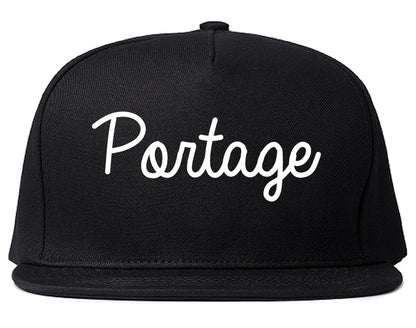 Portage Michigan MI Script Mens Snapback Hat Black