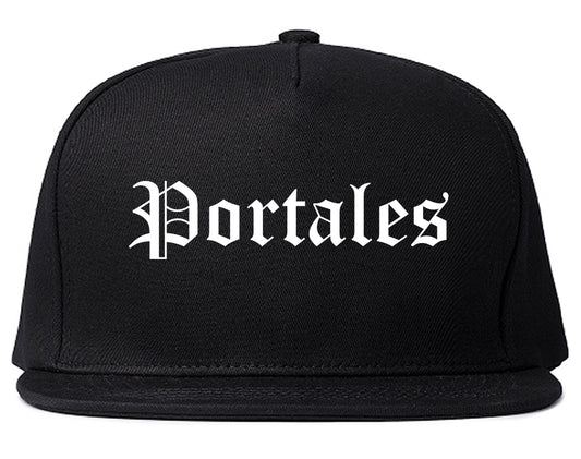 Portales New Mexico NM Old English Mens Snapback Hat Black
