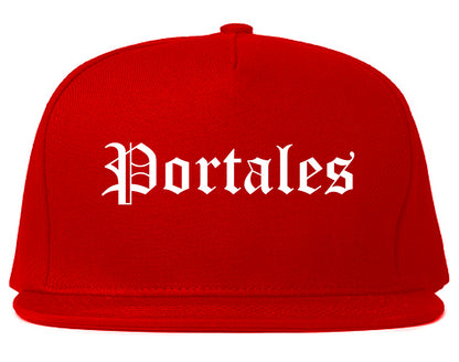 Portales New Mexico NM Old English Mens Snapback Hat Red