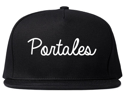 Portales New Mexico NM Script Mens Snapback Hat Black