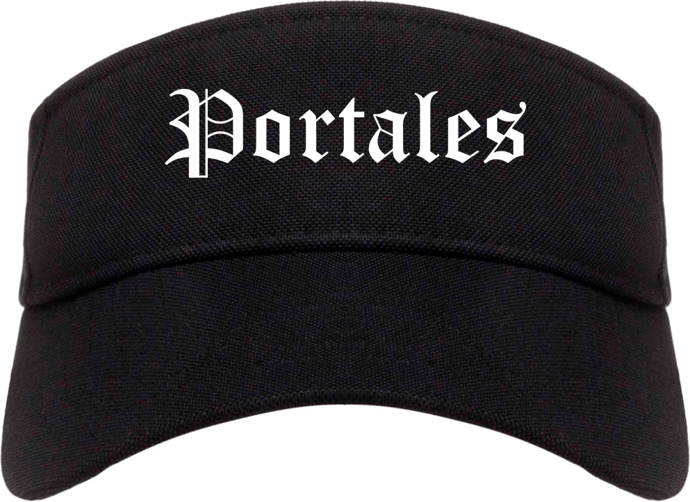 Portales New Mexico NM Old English Mens Visor Cap Hat Black