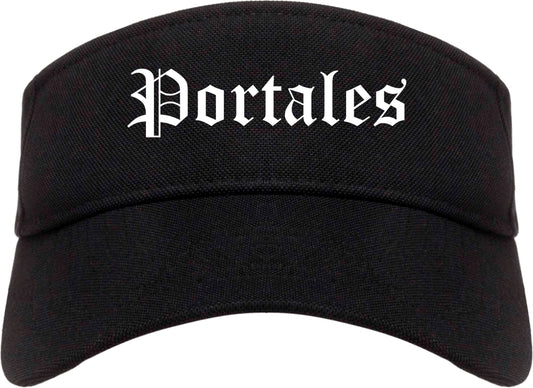 Portales New Mexico NM Old English Mens Visor Cap Hat Black