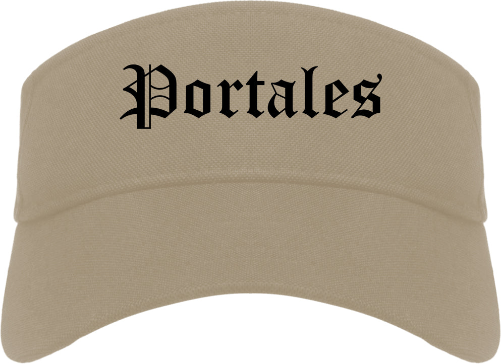 Portales New Mexico NM Old English Mens Visor Cap Hat Khaki