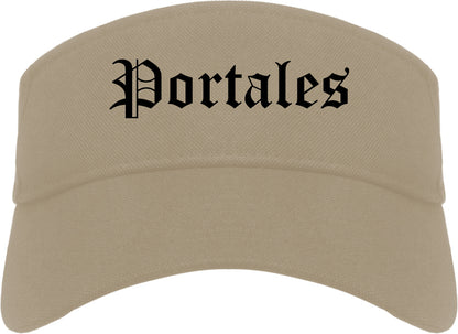 Portales New Mexico NM Old English Mens Visor Cap Hat Khaki