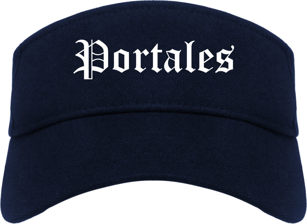 Portales New Mexico NM Old English Mens Visor Cap Hat Navy Blue