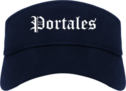Portales New Mexico NM Old English Mens Visor Cap Hat Navy Blue