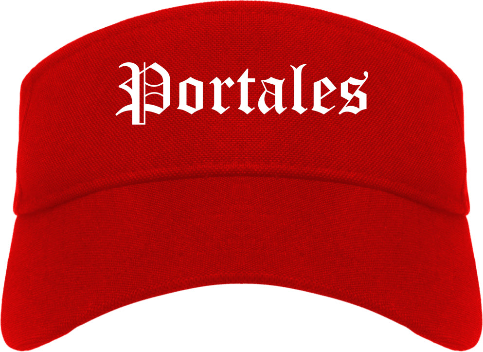Portales New Mexico NM Old English Mens Visor Cap Hat Red