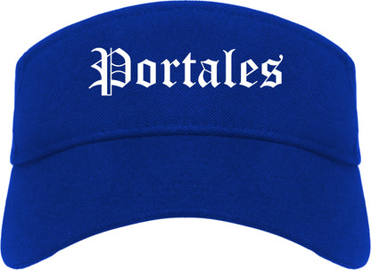 Portales New Mexico NM Old English Mens Visor Cap Hat Royal Blue