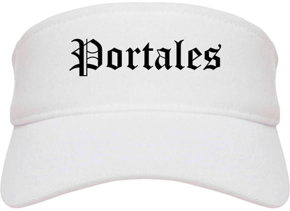 Portales New Mexico NM Old English Mens Visor Cap Hat White
