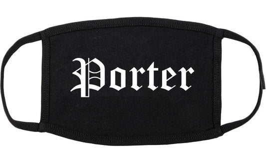 Porter Indiana IN Old English Cotton Face Mask Black
