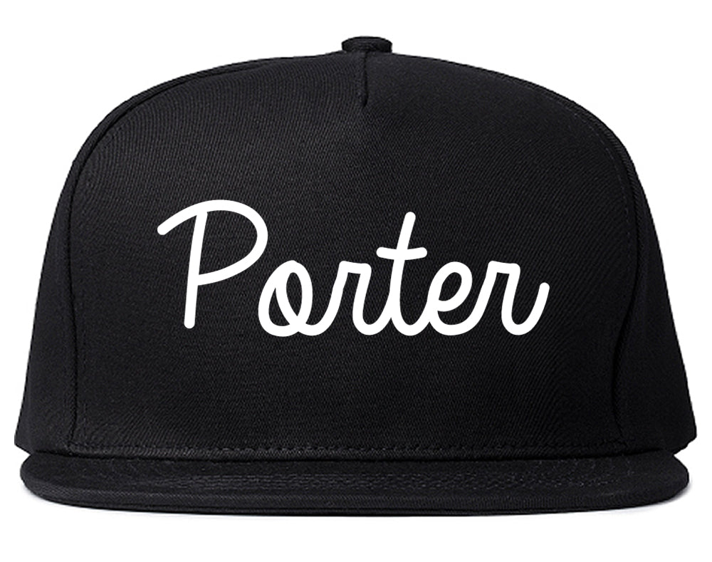 Porter Indiana IN Script Mens Snapback Hat Black