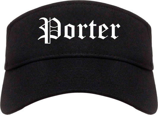 Porter Indiana IN Old English Mens Visor Cap Hat Black