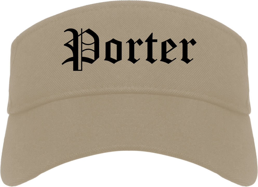 Porter Indiana IN Old English Mens Visor Cap Hat Khaki