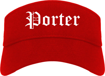 Porter Indiana IN Old English Mens Visor Cap Hat Red