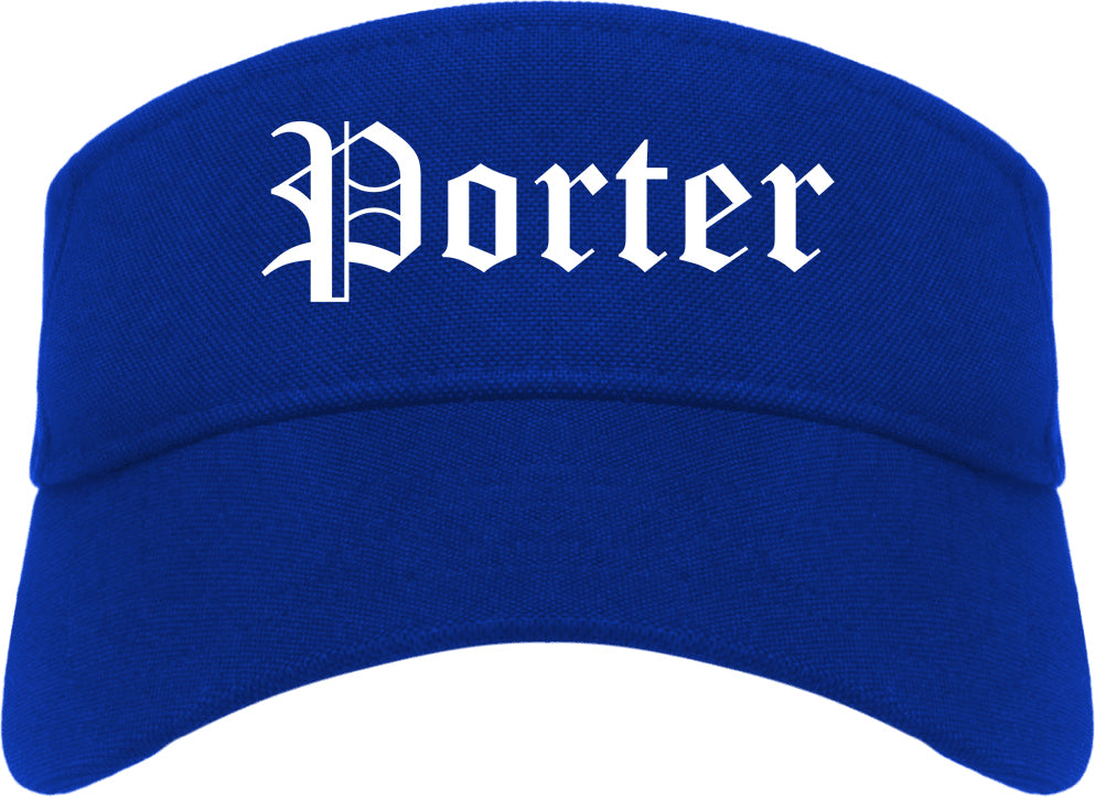 Porter Indiana IN Old English Mens Visor Cap Hat Royal Blue