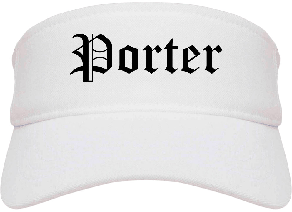 Porter Indiana IN Old English Mens Visor Cap Hat White