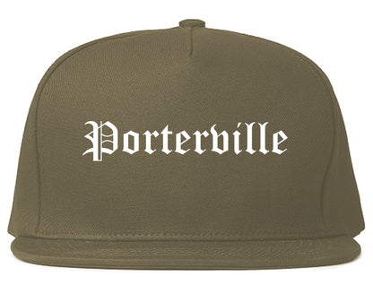Porterville California CA Old English Mens Snapback Hat Grey