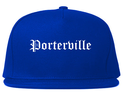 Porterville California CA Old English Mens Snapback Hat Royal Blue