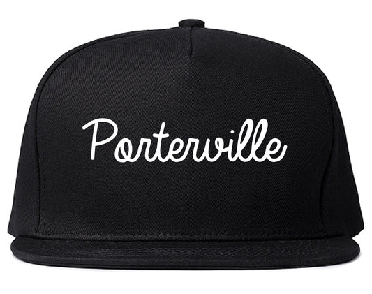 Porterville California CA Script Mens Snapback Hat Black