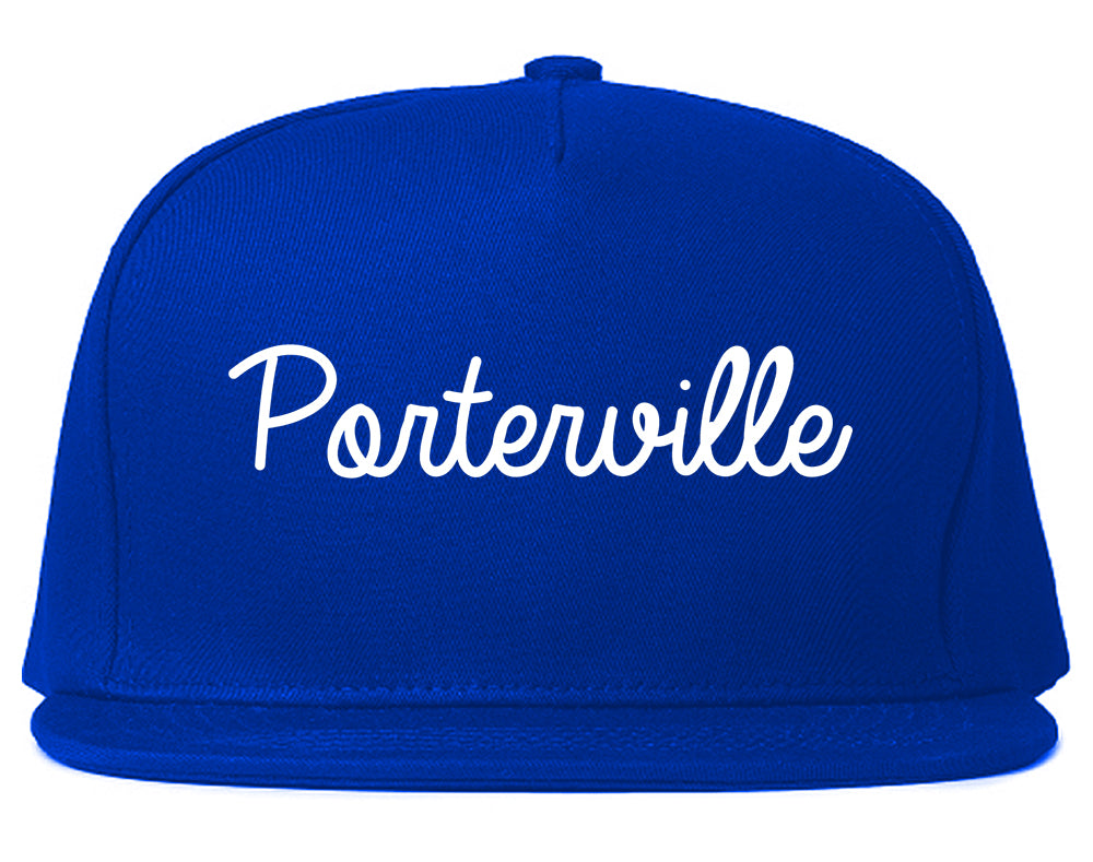 Porterville California CA Script Mens Snapback Hat Royal Blue