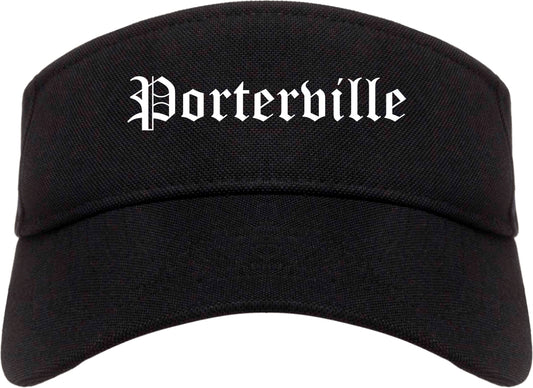 Porterville California CA Old English Mens Visor Cap Hat Black