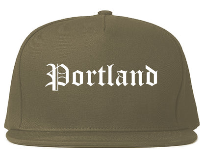 Portland Indiana IN Old English Mens Snapback Hat Grey