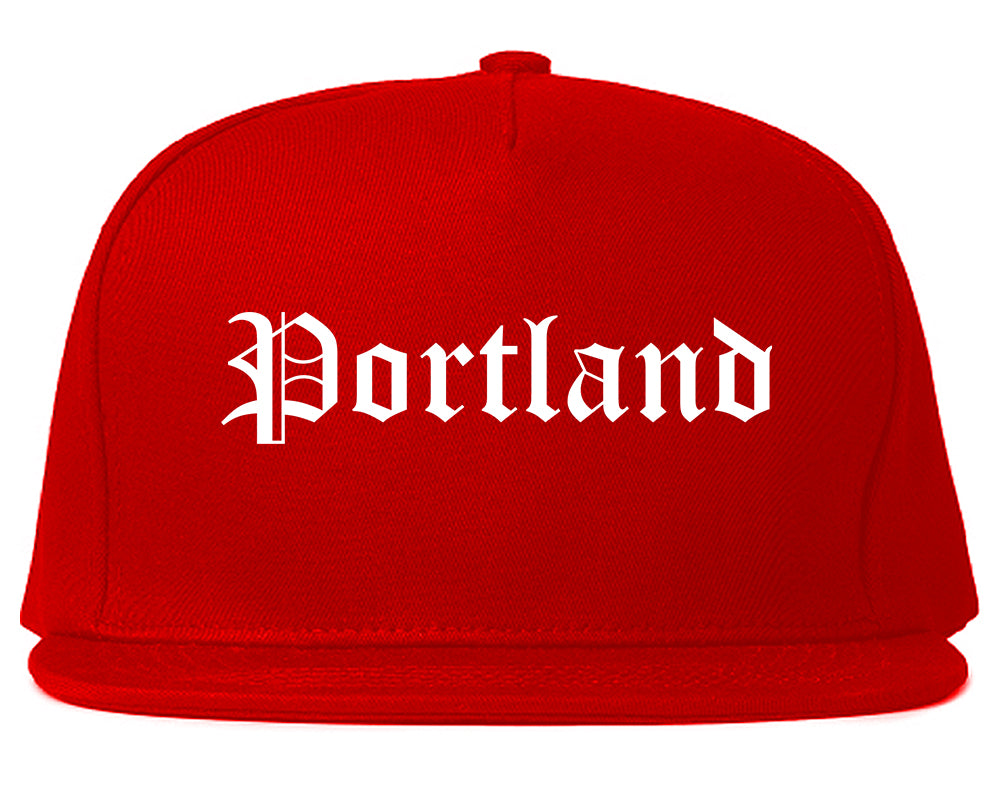 Portland Indiana IN Old English Mens Snapback Hat Red