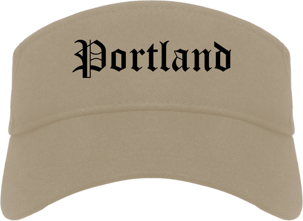 Portland Indiana IN Old English Mens Visor Cap Hat Khaki
